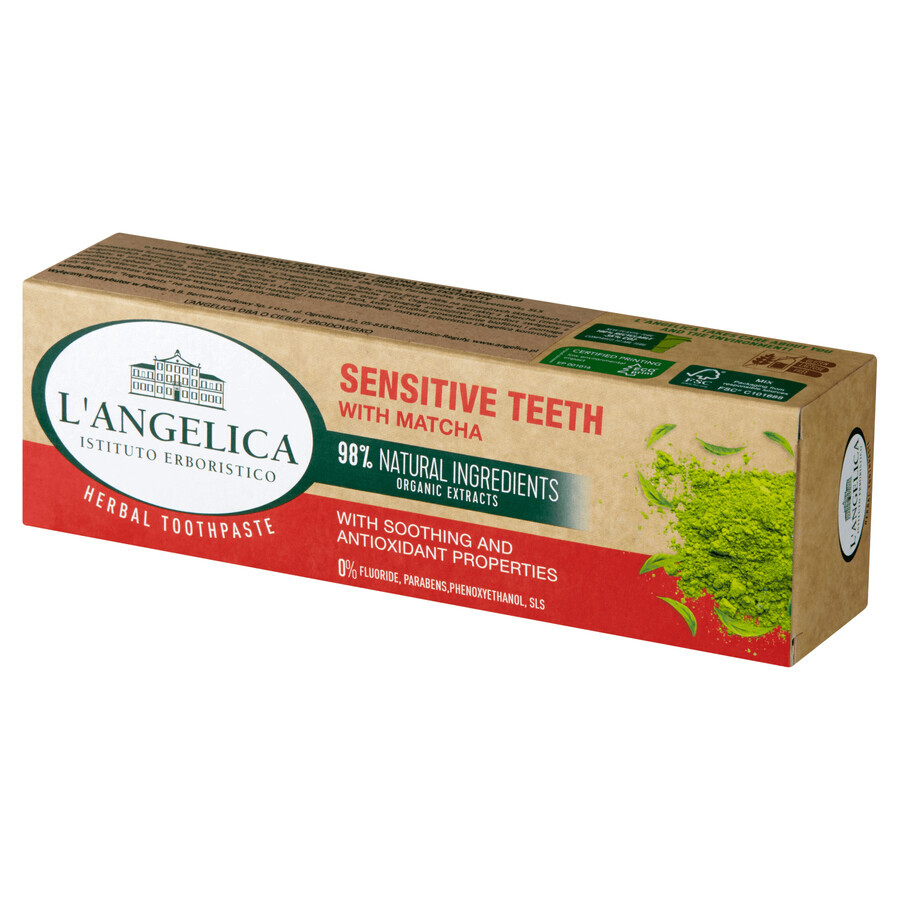 L'Angelica Denti Sensibili, dentifricio con matcha, 75 ml