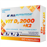 Allnutrition Vit D3 + K2, Vitamin D 2000 IU + Vitamin K 100 µg, 60 Kapseln