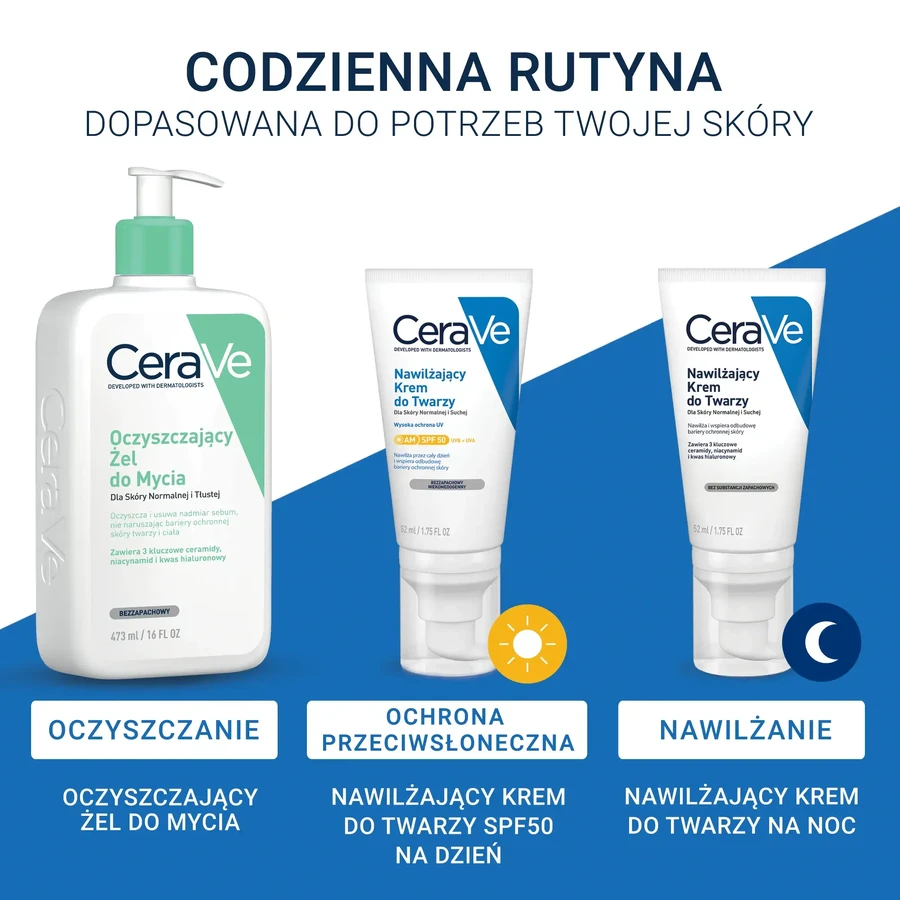 Cremă de față hidratantă CeraVe, cu ceramide, piele normală și uscată, SPF 50, 52 ml, L'Oréal