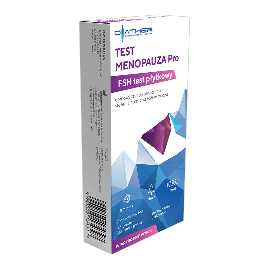 Diather Test Menopause Pro, Heimtest zur Bestimmung des FSH-Spiegels im Urin, 1 Stück