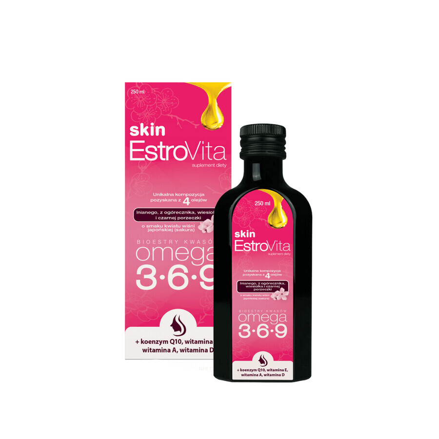 EstroVita Skin, esters van Omega 3-6-9 zuren, Japanse kersenbloesem sakura smaak, 250 ml