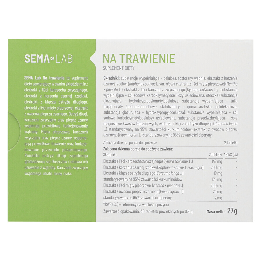 SEMA Lab Na Trawienie, 30 Filmtabletten