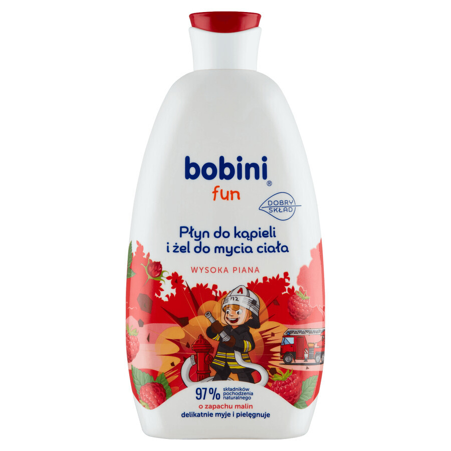 Bobini Fun, bain et gel douche, framboise, 500 ml