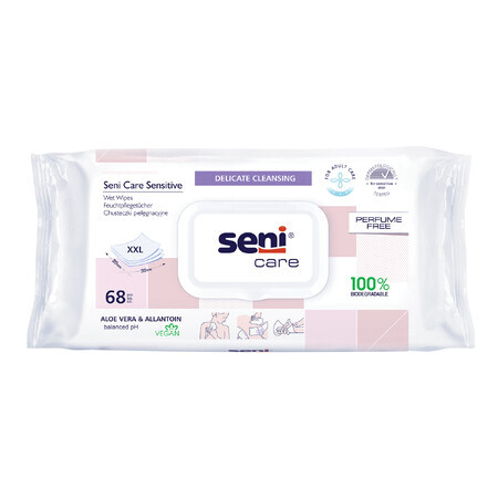 Seni Care Sensitive, wet wipes, care, XXL, biodegradable, 68 pieces