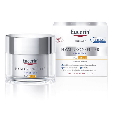 Eucerin Hyaluron-Filler, Anti-Falten-Tagescreme mit Hyaluronsäure, alle Hauttypen, LSF 30, 50 ml