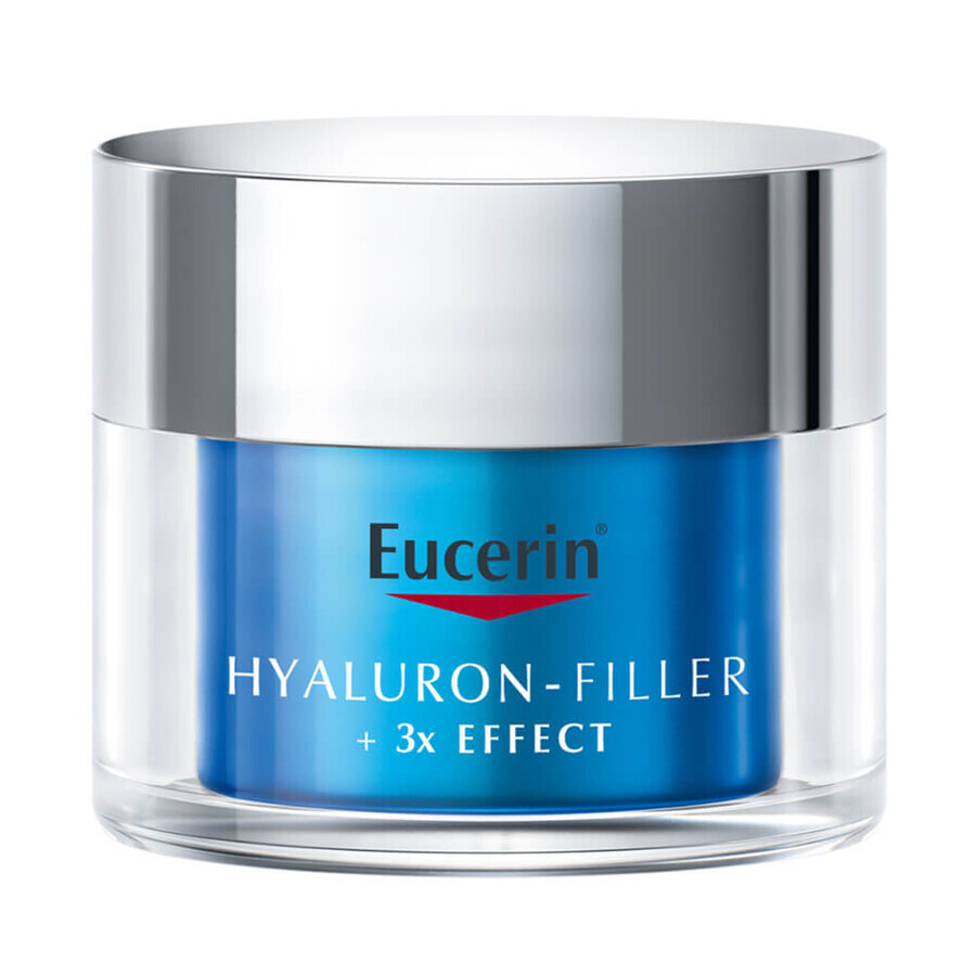 Eucerin Hyaluron-Filler + 3x Effect, idratante notturno per il viso con acido ialuronico, 50 ml