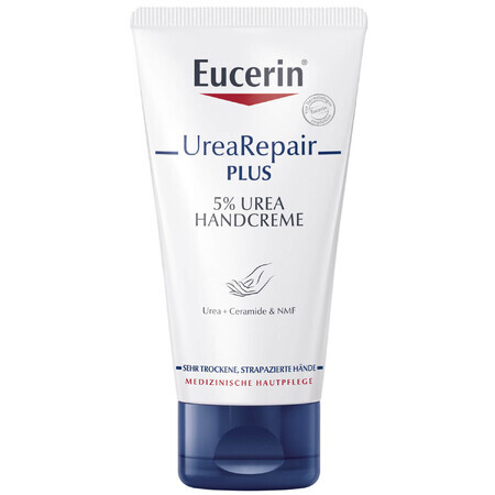 Eucerin UreaRepair Plus, Handcreme mit 5% Urea für trockene und raue Haut, 75 ml