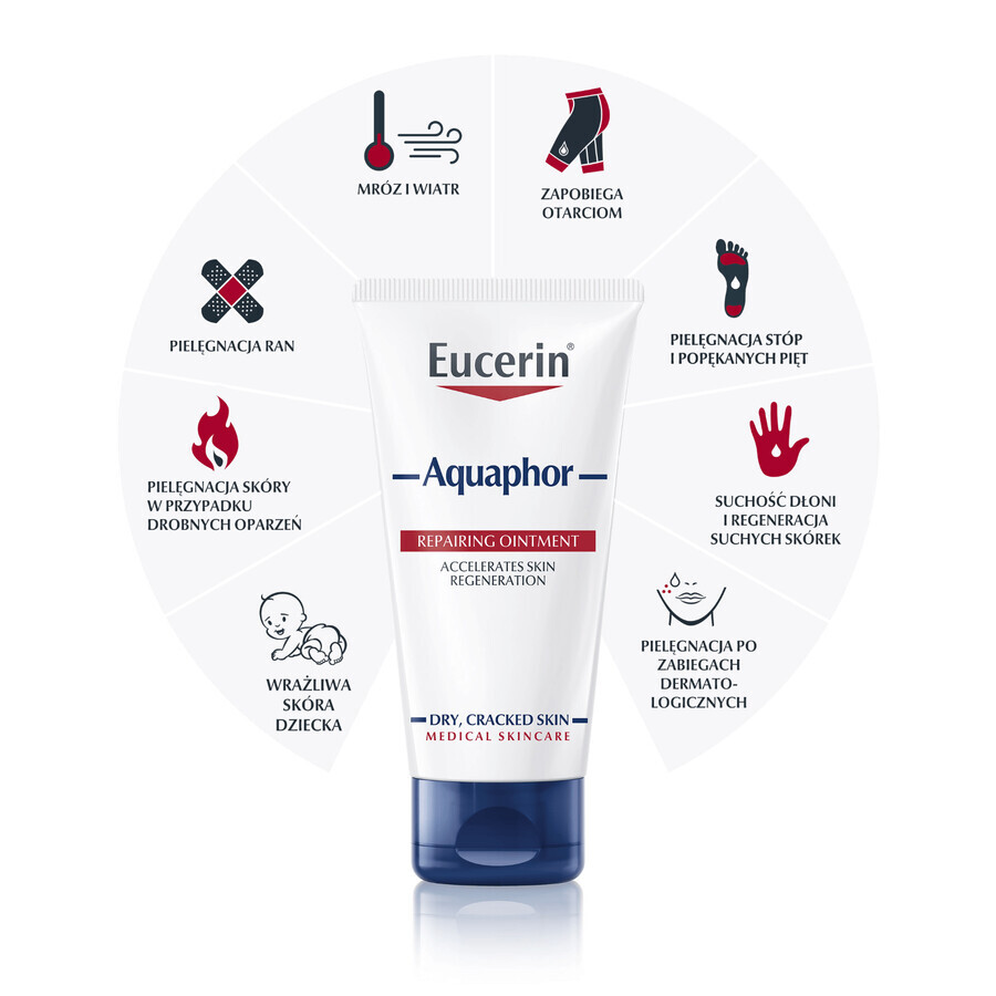 Eucerin Aquaphor, Regenerations-Salbe für trockene, rissige und gereizte Haut, 45 ml