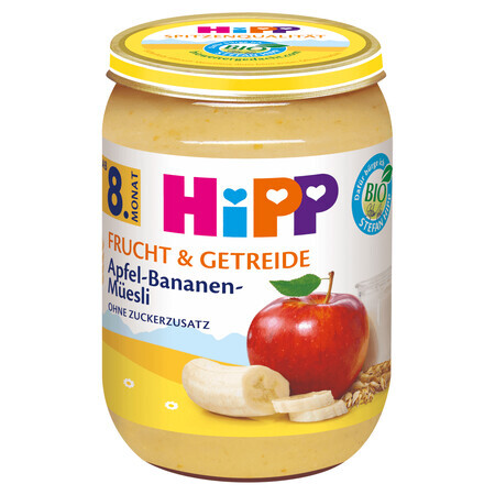 HiPP Organic fruits and cereals, apples and bananas with muesli, after 8 months, 190 g