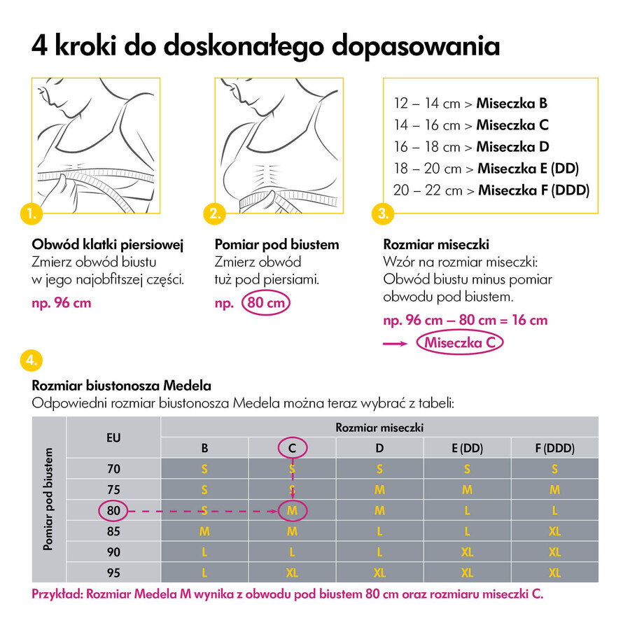 Medela Hands-Free, corsé para extracción de leche, blanco, talla S, 1 unidad