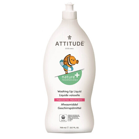 Attitude, Flüssigkeit zum Waschen von Babyflaschen und Zubehör, parfümfrei, 700 ml