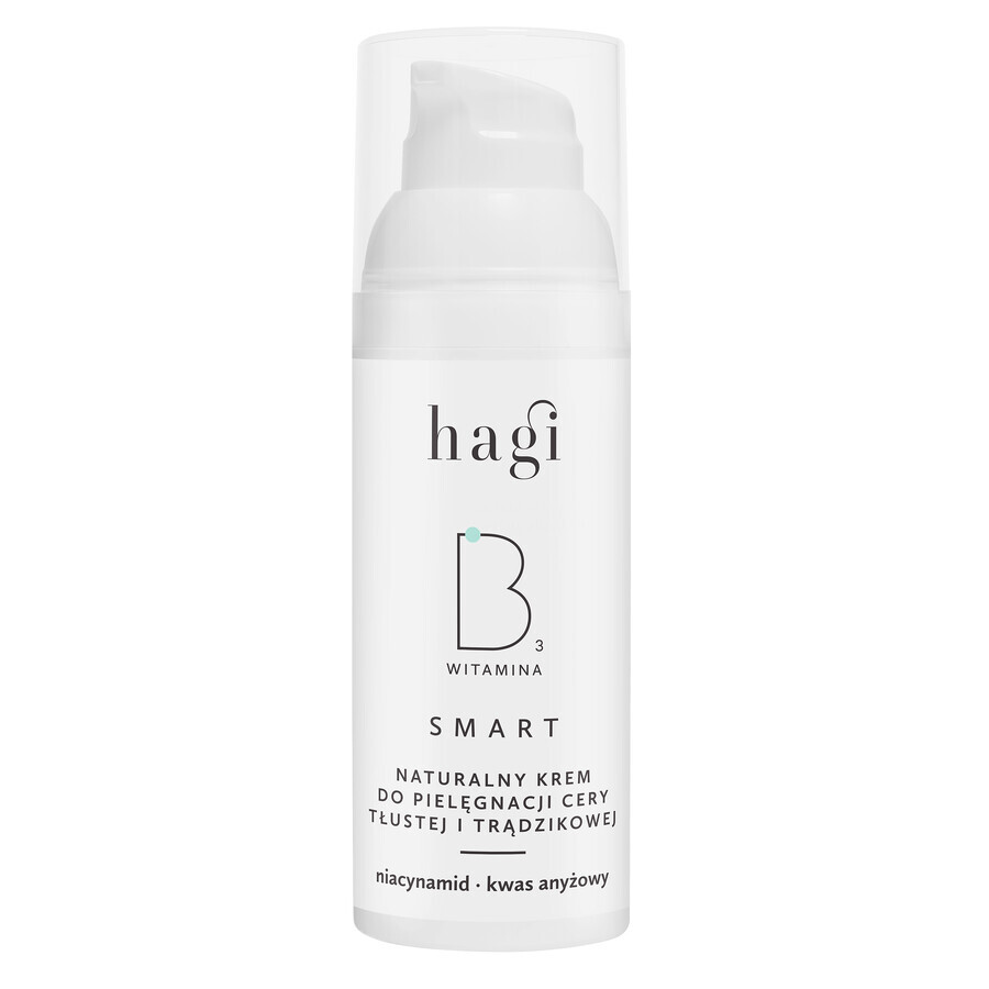 Hagi Smart B, crema naturale per pelli grasse e acneiche con niacinamide, 50 ml