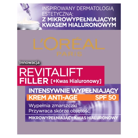 L'Oreal Revitalift Filler, intensief vullende anti-aging gezichtscrème, SPF 50, overdag, 50 ml