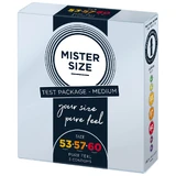 Mister Size, befeuchtete Kondome, glatt, Testpackung, 53 mm + 57 mm + 60 mm, 3 Stück