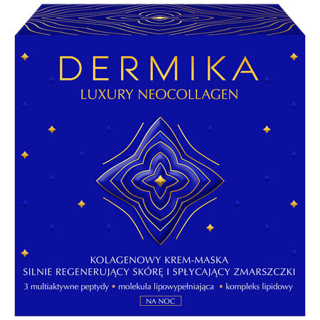 Dermika Luxury Neocollagen, crema-mascarilla de colágeno para una fuerte regeneración de la piel y reducción de arrugas, noche, 50 ml.