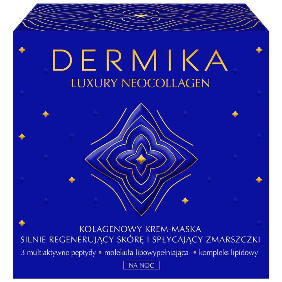 Dermika Luxury Neocollagen, crema-mascarilla de colágeno para una fuerte regeneración de la piel y reducción de arrugas, noche, 50 ml.