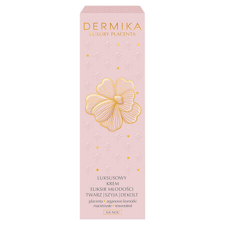 Dermika Luxury Placenta, luxuriöses Creme-Elixier der Jugend für Gesicht, Hals und Dekolleté, Nacht, 50 ml