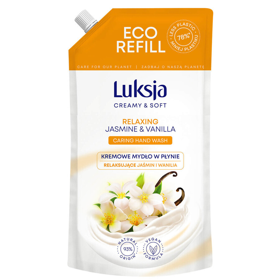 Luxja Creamy &amp; Soft, săpun lichid cremos, relaxant, iasomie și vanilie, stoc, 900 ml