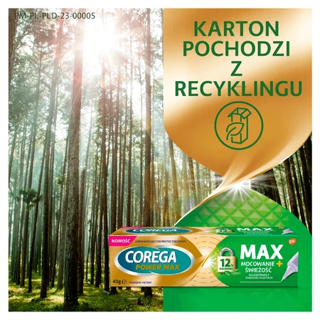 Corega Power Max Fixation + Freshness, cremă de fixare pentru proteze dentare, mentă dublă, 40 g