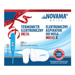 Set Novama White K, aspiratore nasale elettronico per bambini + Delta, termometro elettronico