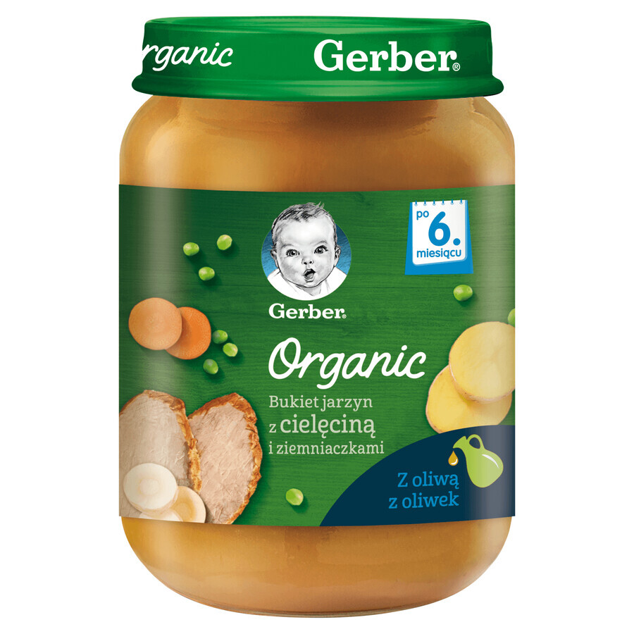 Gerber Organic Dinner, buchet de legume cu vițel și cartofi, după 6 luni, 190 g