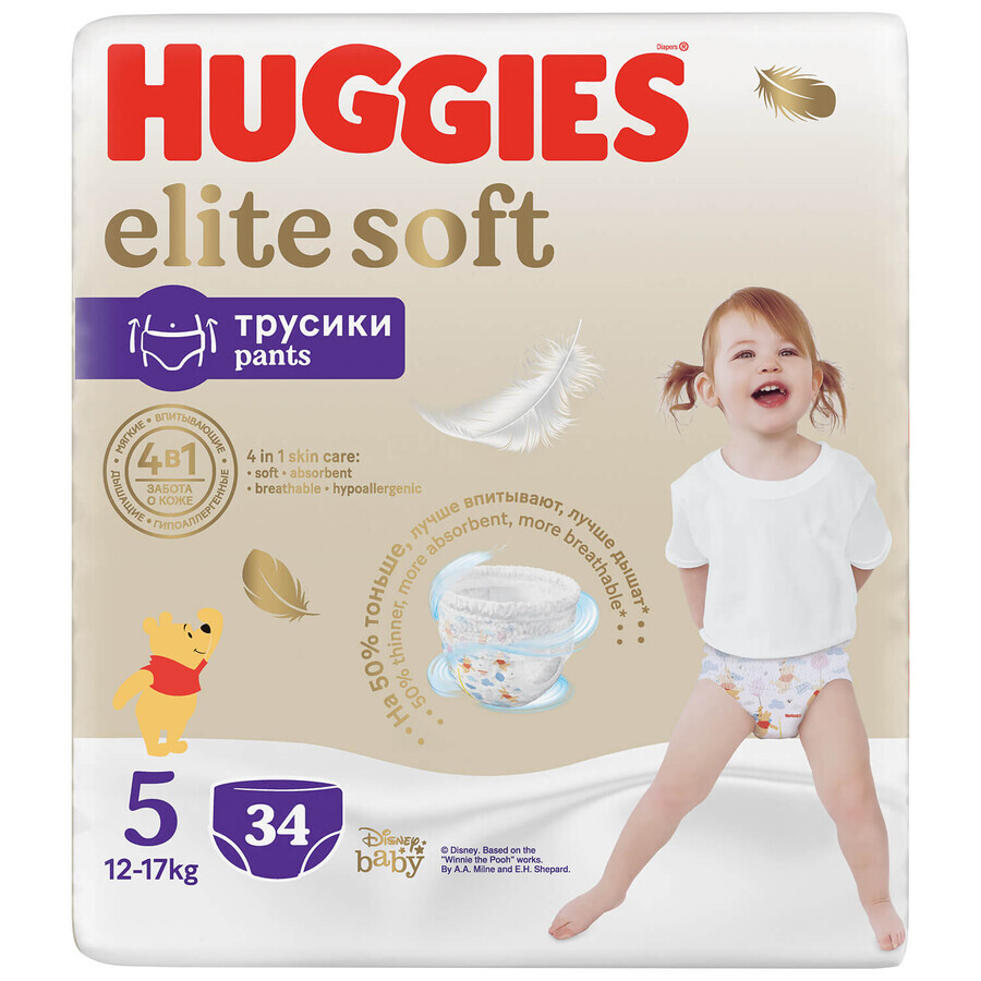 Huggies Elite Soft Pants, couches, Disney, taille 5, 12-17 kg, Mega, 34 pièces