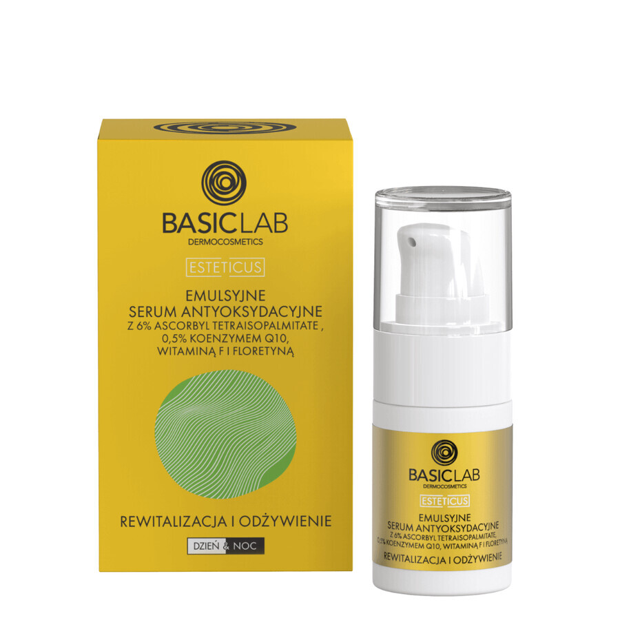 BasicLab Esteticus, sérum antioxidante en emulsión con vitamina C 6%, revitalización y nutrición, 15 ml