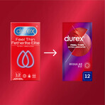 Durex Fetherlite Elite, Kondome mit mehr Gleitmittel, dünner, 12 Stück