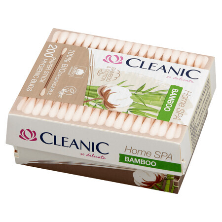 Cleanic Home Spa Bamboo, biologisch abbaubare Wattestäbchen, Bambus und Baumwolle, 200 Stück