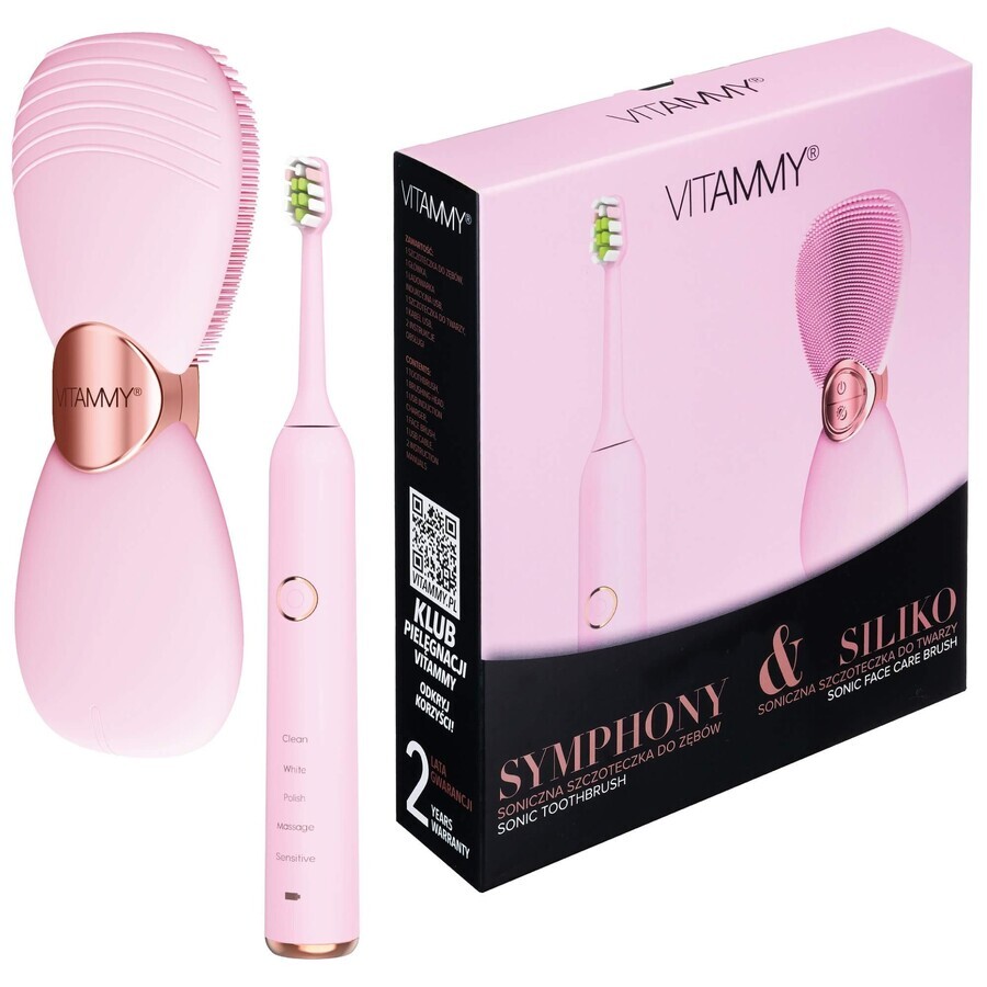 Vitammy Symphony &amp; Siliko Set, Schallzahnbürste + Gesichtsbürste, rosa