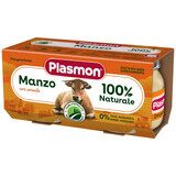 Plasmon, Rindfleisch Abendessen, für Babys ab 4 Monaten, 2 x 80 g