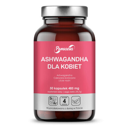 Panaseus Ashwagandha para mujer, 50 cápsulas