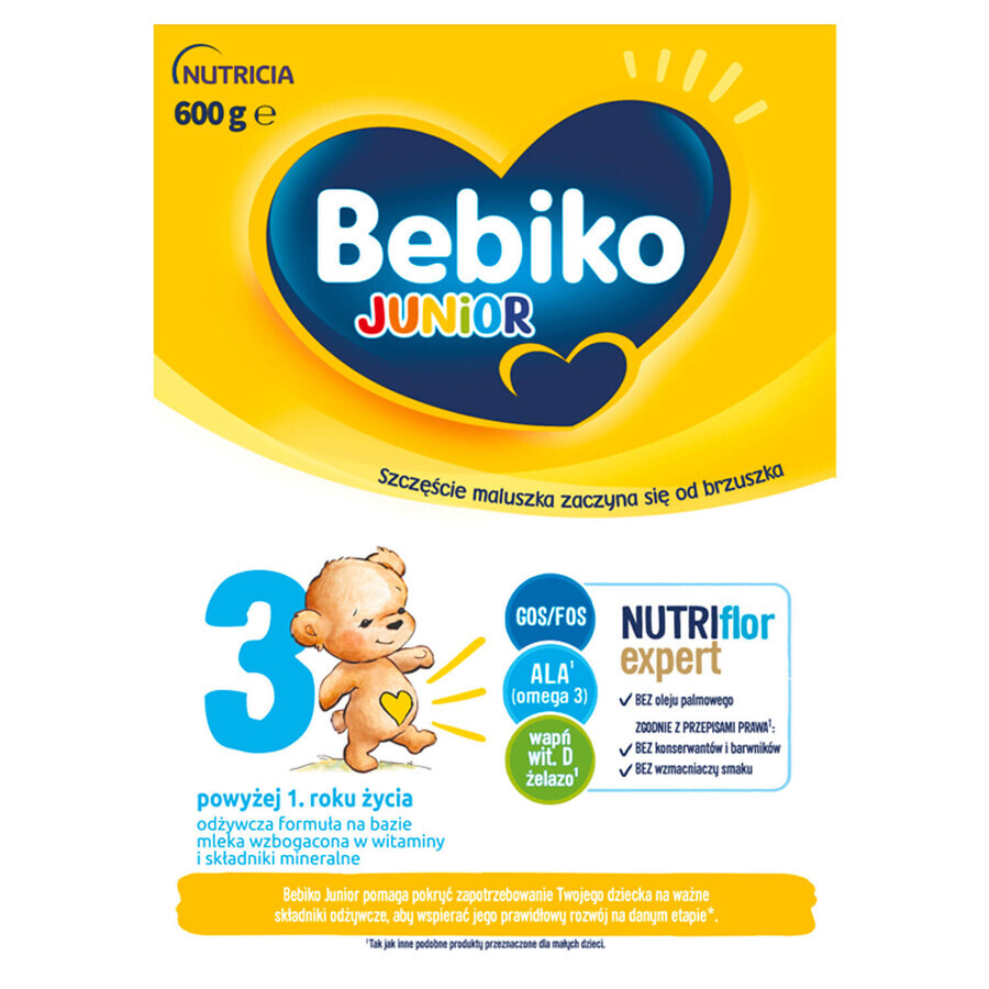 Bebiko Junior 3 Nutriflor Expert, nährstoffreiche Milchnahrung, ab 1 Jahr, 600 g