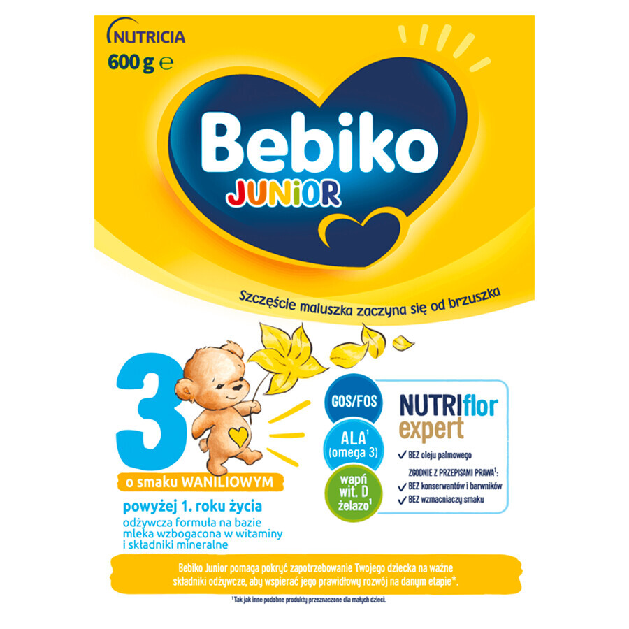 Bebiko Junior 3 Nutriflor Expert, nutritional formula based on milk, over 1 year, vanilla flavor, 600 g