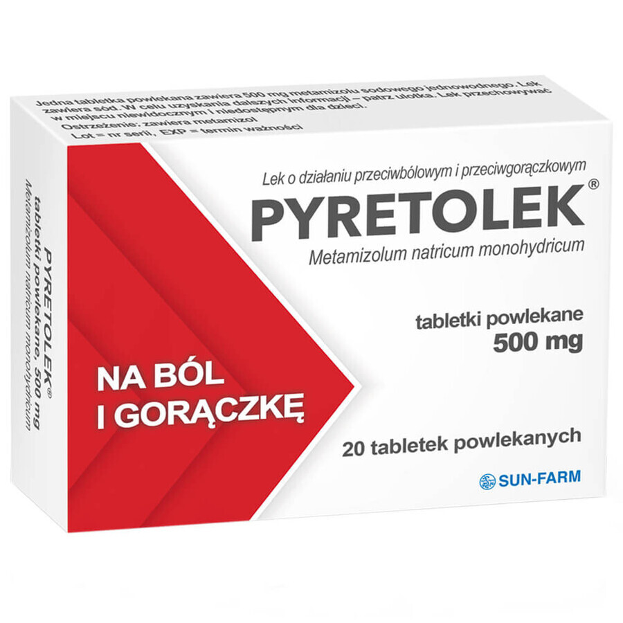 Pyretolek 500 mg, 20 Filmtabletten