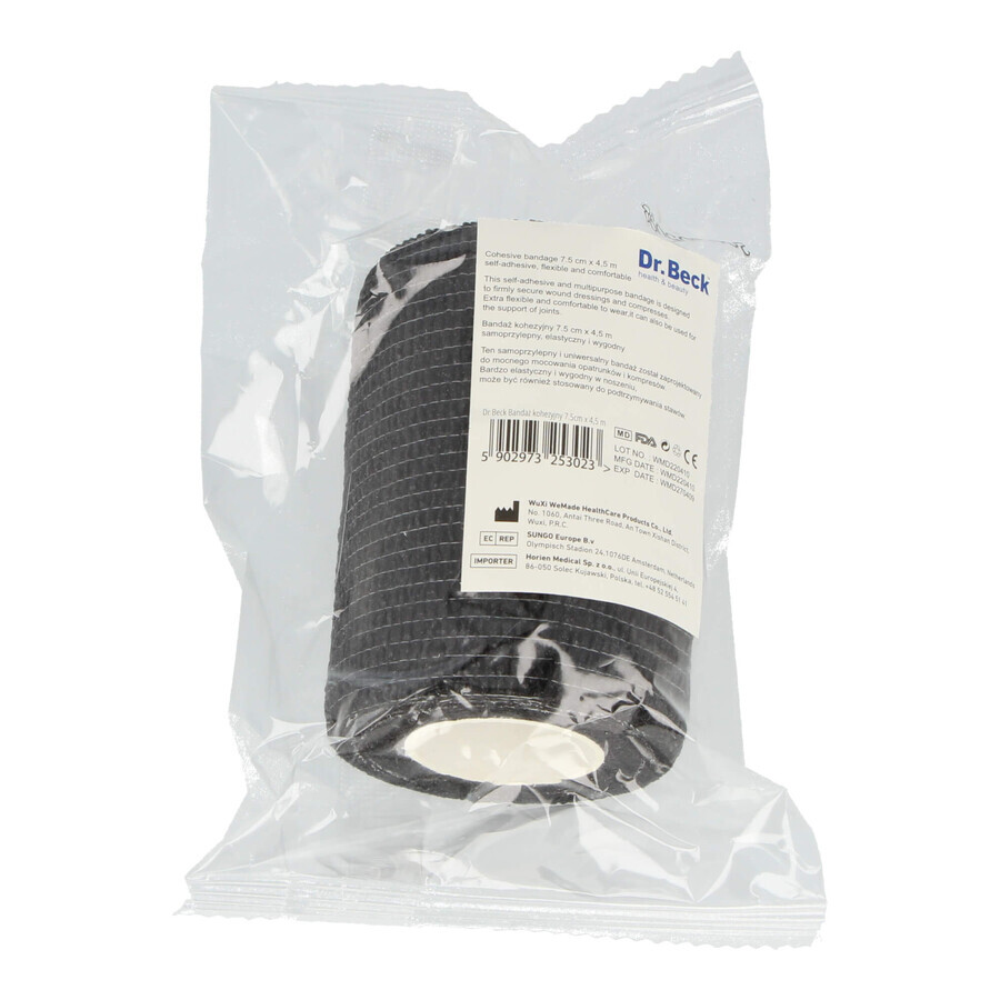 Dr. Beck, Kohäsivbandage Non-Woven, Vliesstoff, Schwarz, 7 cm x 4,5 m