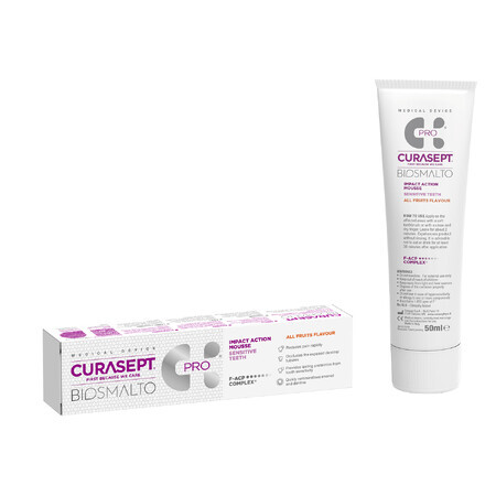 Curasept Biosmalto Pro, Intensiver Schutzmousse für empfindliche Zähne, Sensitive, 50 ml