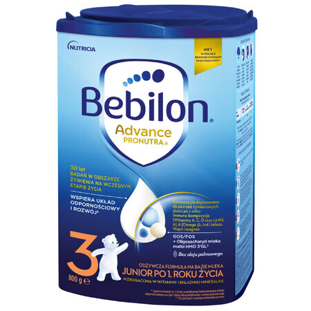 Bebilon Advance Pronutra 3 Junior, formulă nutritivă pe bază de lapte, după 1 an, 800 g