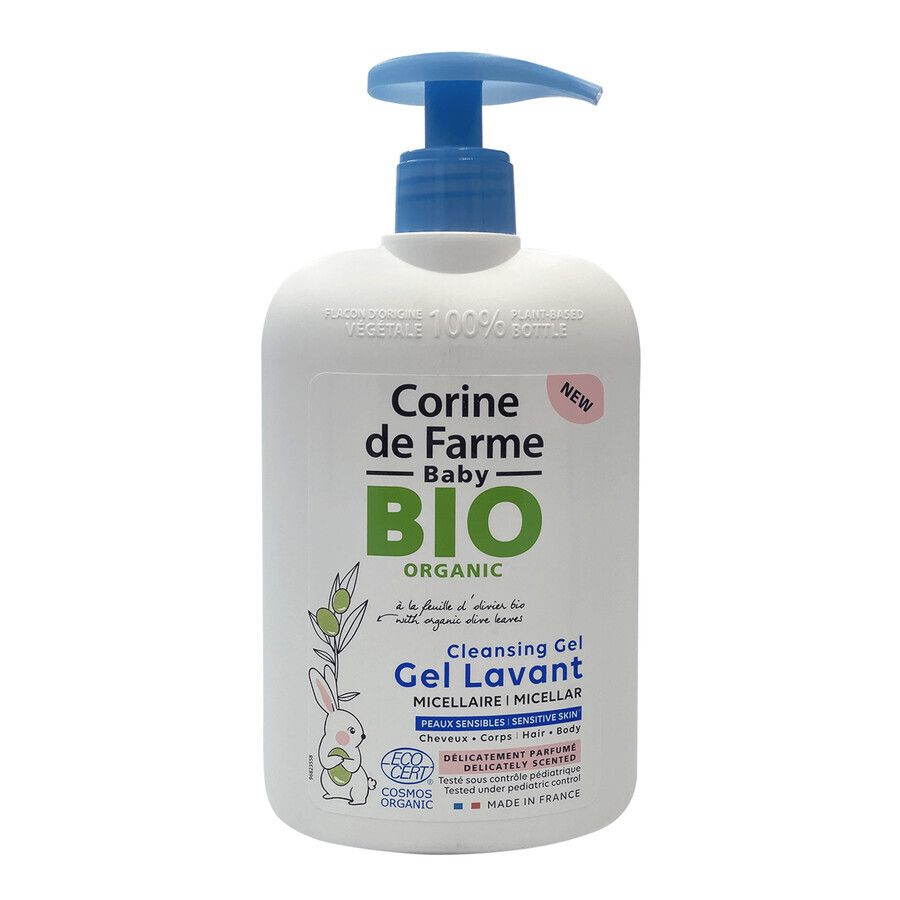 Corine de Farme Baby BIO, Micellar gel for washing hair and body 2 in 1, from birth, 500 ml