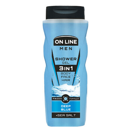 On Line Men, Duschgel für Männer 3in1, Deep Blue, 410 ml