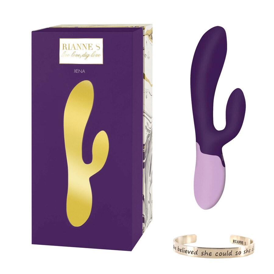 Rianne S Essentials Xena Rabbit Vibrator Deep Purple, beheizter vibrierender Bunny-Massager, lila, 1 Stück