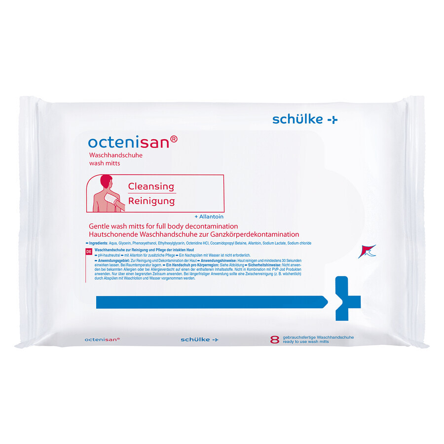 Octenisan Wash Mitts, mănuși pentru spălarea fără apă și îngrijirea pielii, 8 bucăți