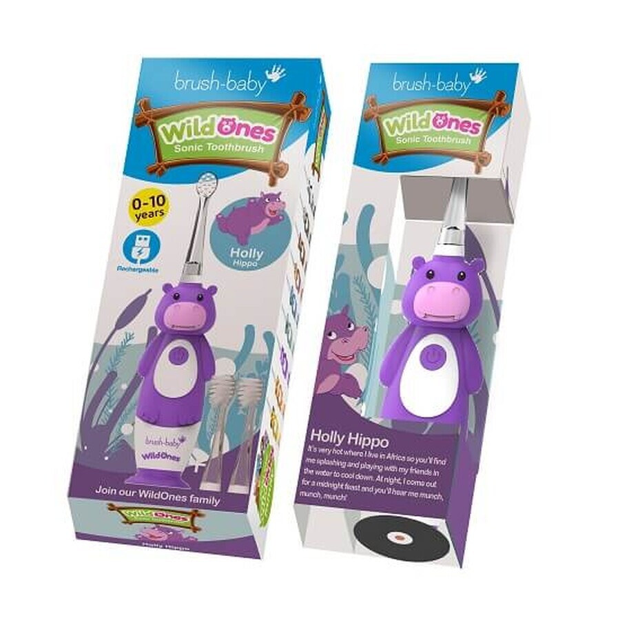 Brosse à dents électrique rechargeable Hippo Wild Ones, Brush Baby