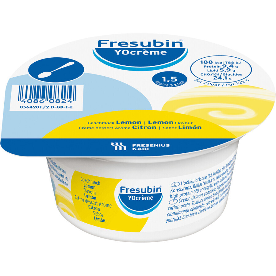 Fresubin YOcrème cu aromă de lămâie, 4 x 125 g, Fresenius Kabi