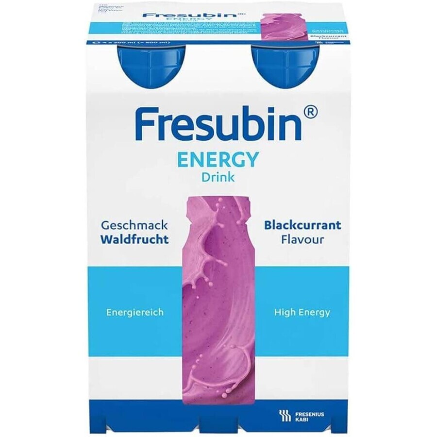 Fresubin Energy Trinknahrung, Schwarze Johannisbeere, 4 x 200 ml, Fresenius Kabi 