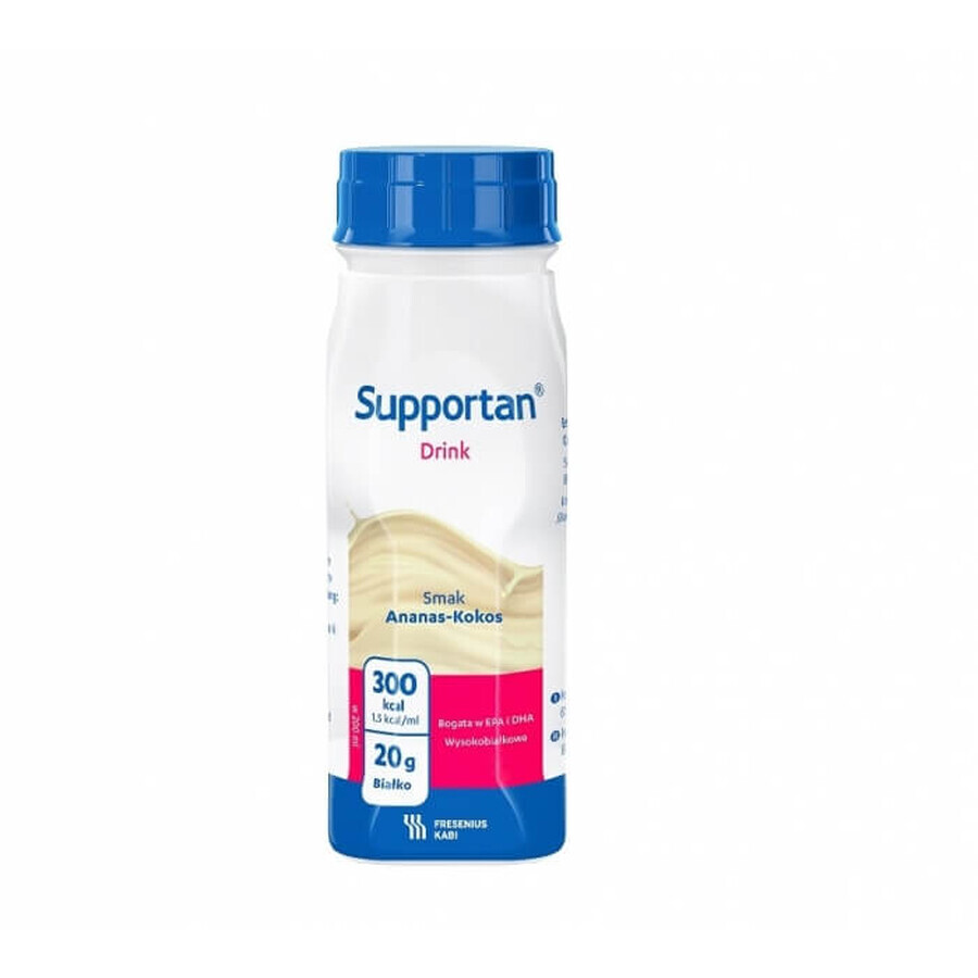 Supportan Drink, preparado nutricional, sabor piña y coco, 4 x 200 ml