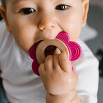 BabyOno, tettarella in legno e silicone, farfalla, rosa