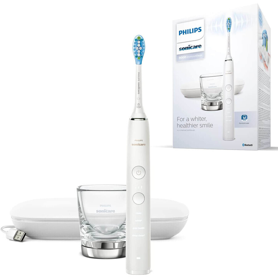 Periuta de dinti sonica reincarcabila Diamond Clean Alb 9000, HX9911/27, Philips