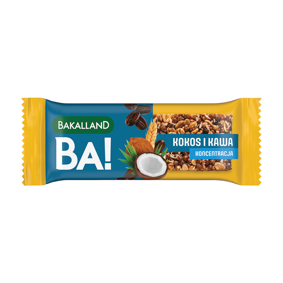 Bakalland BA! Batoane de cereale, nucă de cocos și cafea, concentrare, 35 g