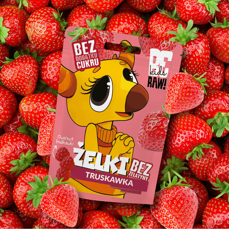 BeRAW! Kids, Jelly Beans, Erdbeere, ohne Zuckerzusatz, 35 g